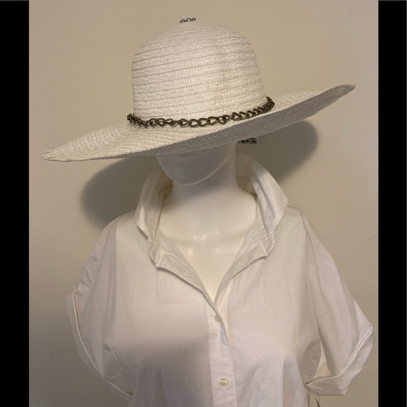 🆕🌞STUD & CHAIN STRAW FLOPPY SUN HAT🌞🆕 - Picture 7 of 16